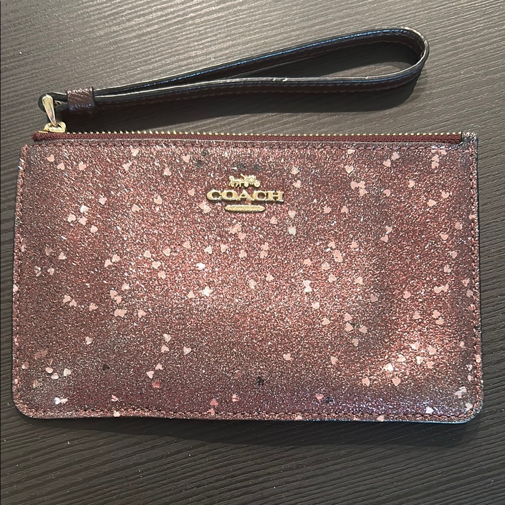 Coach Glitter Wristlet Pouch in Rose Pink